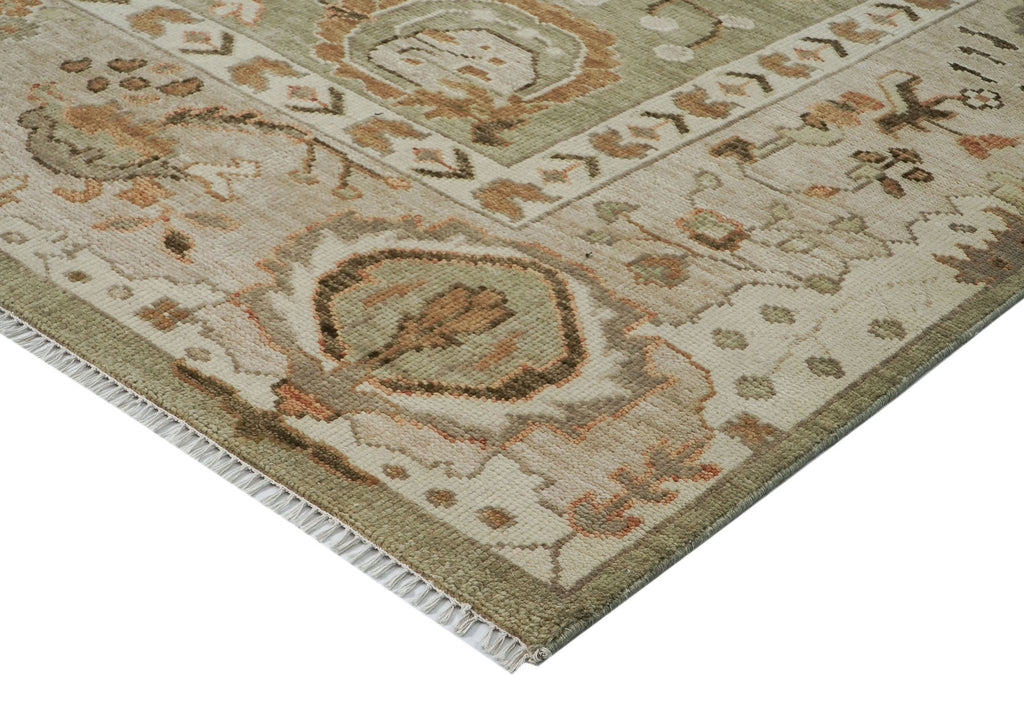 12x15 Sage, Green Oushak Arts & Crafts Hand Knotted Wool Oriental