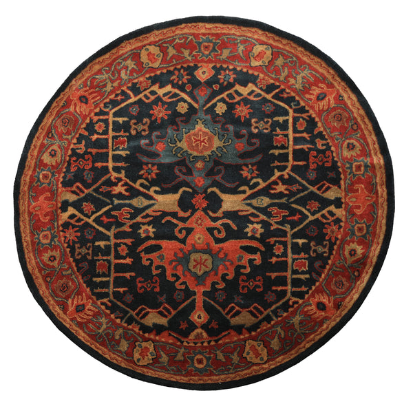 LoomBloom Multi Size Handmade 100% Wool Dark Blue Oriental Area Rug