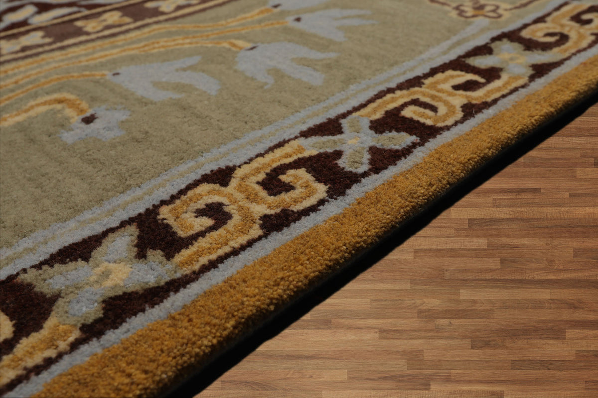 8x10 LoomBloom Gold Hand Tufted Wool Rug Mission Style Donegal Aesthet ...