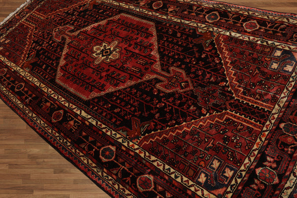 5x10 Rust, Ivory, Charcoal Color Hand Knotted Malayer Wool Traditional Oriental Rug