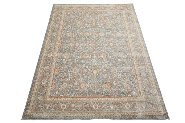 Multi Size Slate Rust Aqua Color Machine Made Persian Polypropylene Traditional Oriental Rug