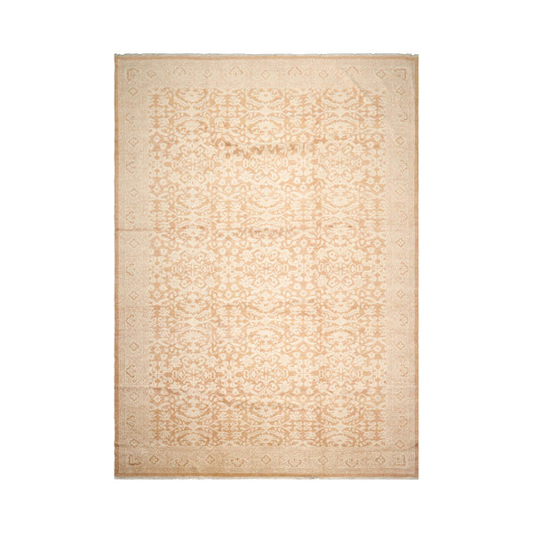 10x14 Beige, Caramel, Color Hand Knotted Tibetan 100% Wool Transitional Oriental Rug