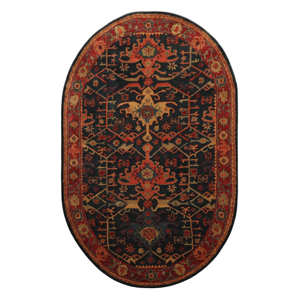 LoomBloom Multi Size Handmade 100% Wool Dark Blue Oriental Area Rug