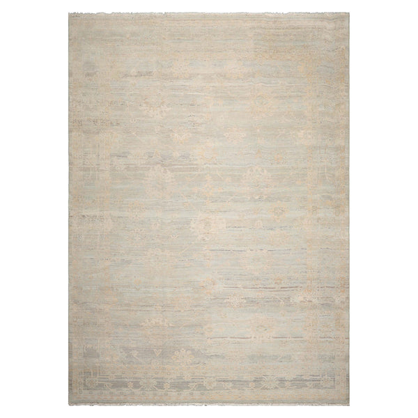 10x14 Hand Knotted Afghan Oushak 100% Wool Traditional Oriental Area Rug in Mint Beige Color