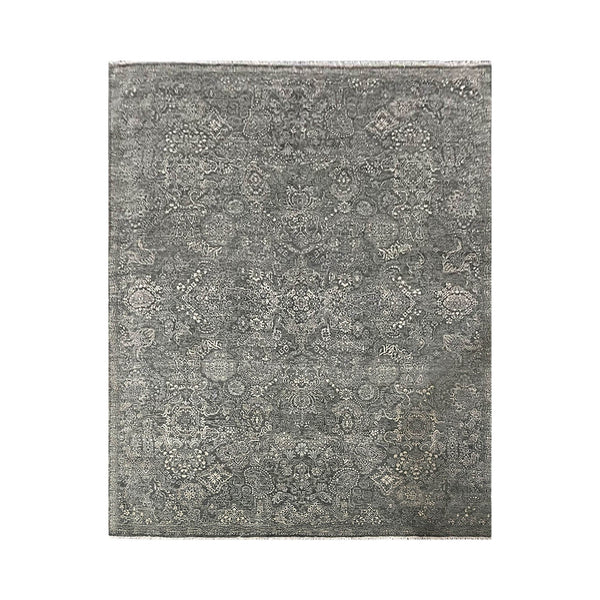 8x10 Green, Beige, Color Hand Knotted Sandblast 100% Wool Transitional Oriental Rug