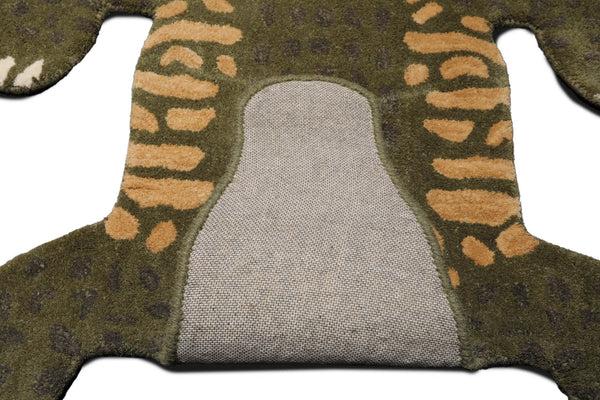 LoomBloom 3x5 Green, Gold Hand Tufted Hand Made 100% Wool Crocodile Novelty Oriental Area Rug