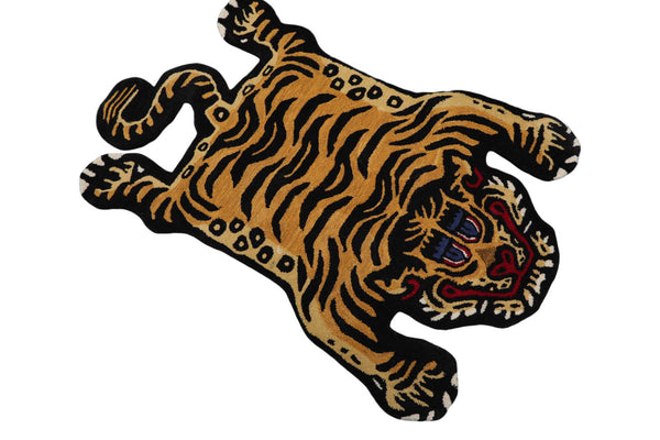 LoomBloom Tiger Handmade 100% Wool Novelty/Animal Oriental Area Rug Gold 3' x 5'
