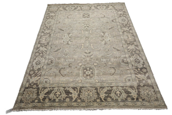 9x12 Gray, Beige, Moss Color Hand Knotted All-Over 100% Wool Traditional Oriental Rug