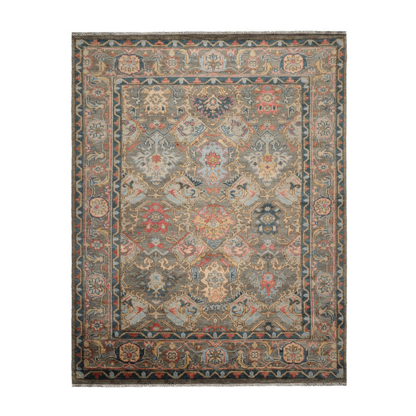 LoomBloom Muted Turkish Oushak Hand Knotted Arts & Craft Wool Traditional Area Rug Mossy Gray Color Multi Size