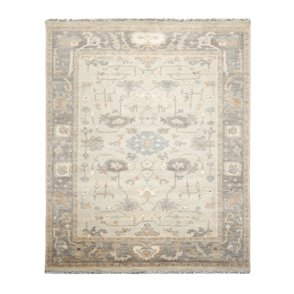 8x10 Gray, Beige, Tan Color Hand Knotted Turkish Oushak 100% Wool Traditional Oriental Rug