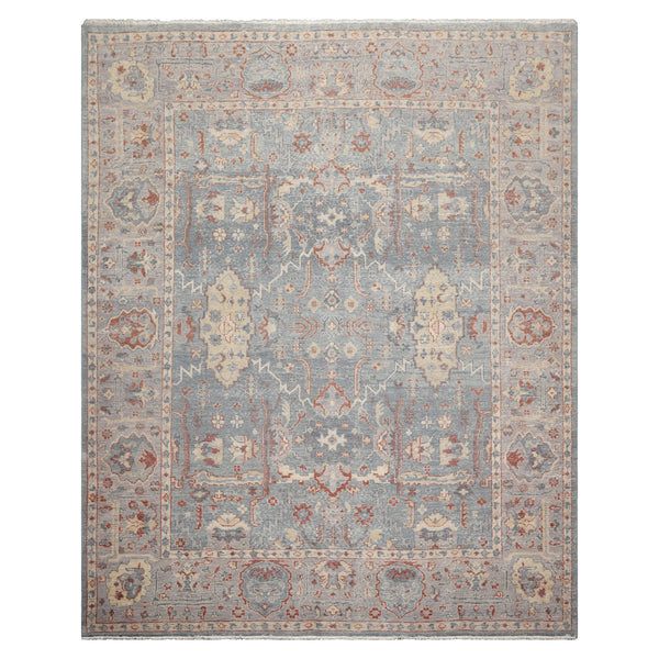 8x10 Hand Knotted Distress Quality 100% Wool Traditional Oriental Area Rug in Slate Gray Color