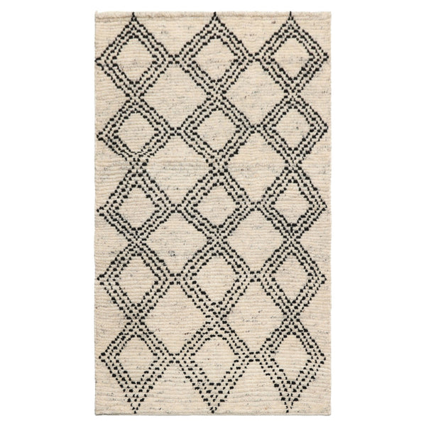 3x5 Ivory, Black, Color Hand Knotted Afghan moroccan Wool Traditional Oriental Rug
