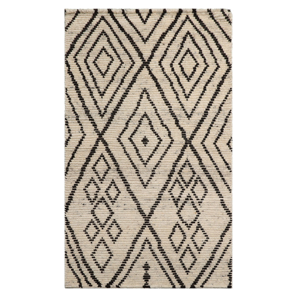LoomBloom 3'x5' Ivory Hand-Knotted Afghan Moroccan Traditional Tribal Wool Oriental Area Rug