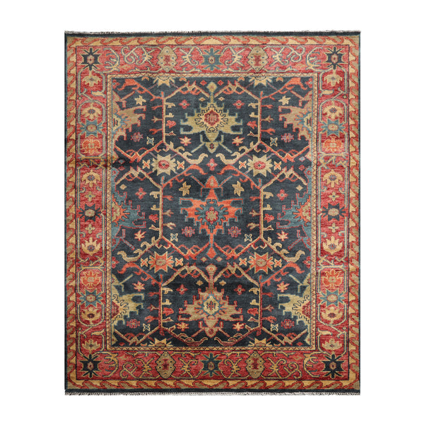 Multi Size Blue Coral Orange Color Hand Knotted All-Over 100% Wool Arts & crafts Oriental Rug