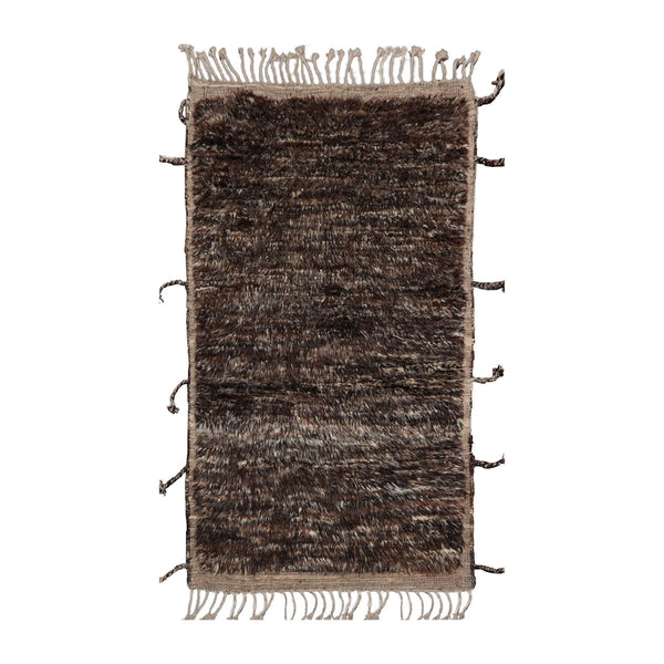 3' x 5' Brown Hand Knotted Afghan Moroccan Modern & Contemporary Solid Wool Oriental Area Rug