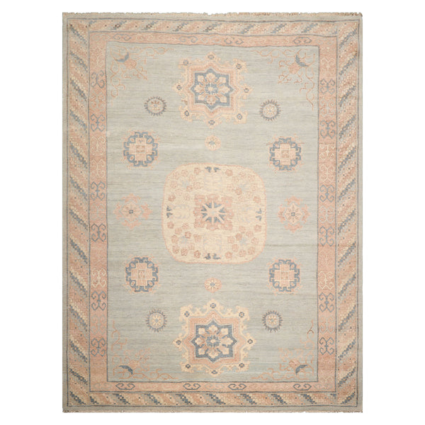 9x12 Mint, Blush, Peach Color Hand Knotted Afghan Oushak Wool Traditional Oriental Rug