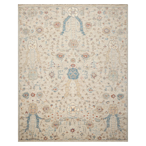 8' x 10' Beige Hand Knotted Khyber Traditional Wool Oriental Area Rug