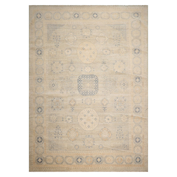 10' x 14' Gray Hand Knotted Afghan Oushak Traditional Wool Oriental Area Rug