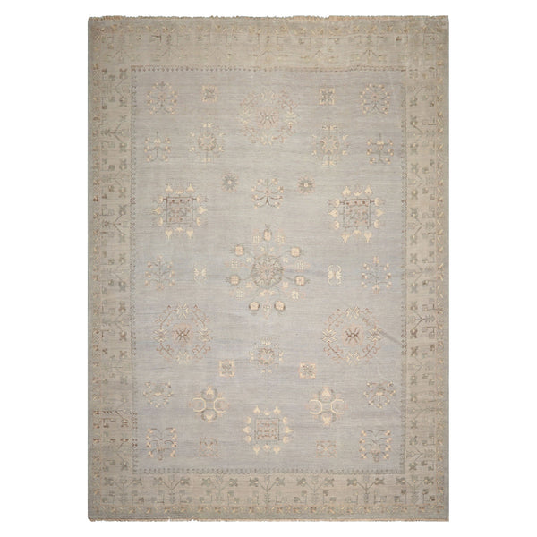 10x14 Gray, Beige, Taupe Color Hand Knotted Afghan Oushak Wool Traditional Oriental Rug