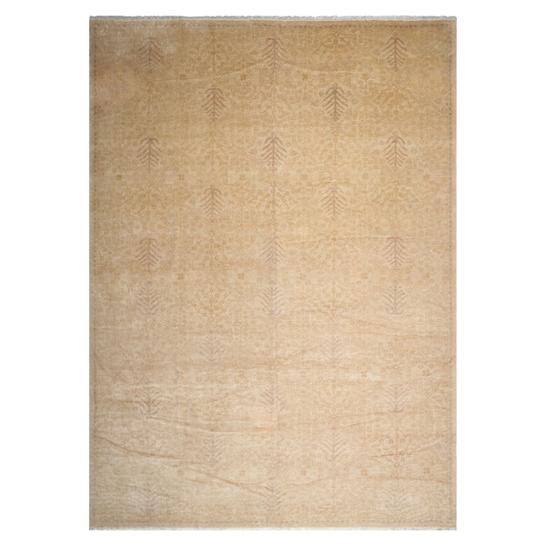 10x14 Beige, Light Gold, Gray Color Hand Knotted Antique Reproduction Wool Traditional Oriental Rug