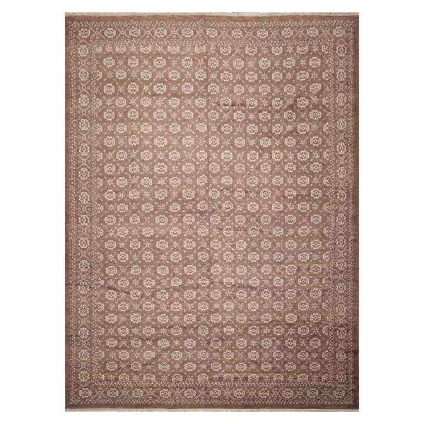 9' x 12' Brown Hand Knotted Antique Reproduction Traditional Wool Oriental Area Rug