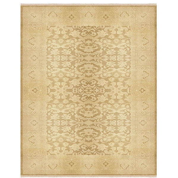 10x14 Beige, Gold, Muted Earth Tones Color Hand Knotted Antique Reproduction Wool Traditional Oriental Rug