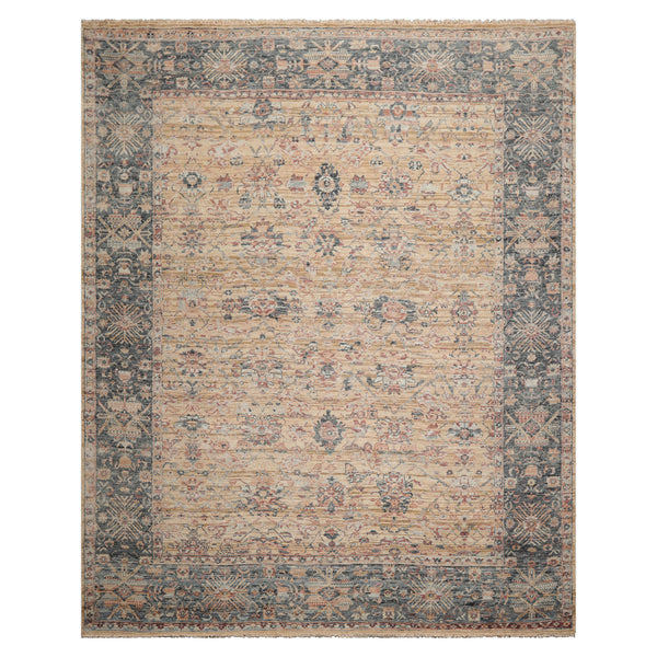 8x10 Beige, Tan, Rose Color Hand Knotted Distressed Wool Traditional Oriental Rug