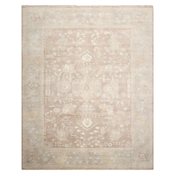 8x10 Brown, Gray, Beige Color Hand Knotted Afghan Oushak Wool Traditional Oriental Rug