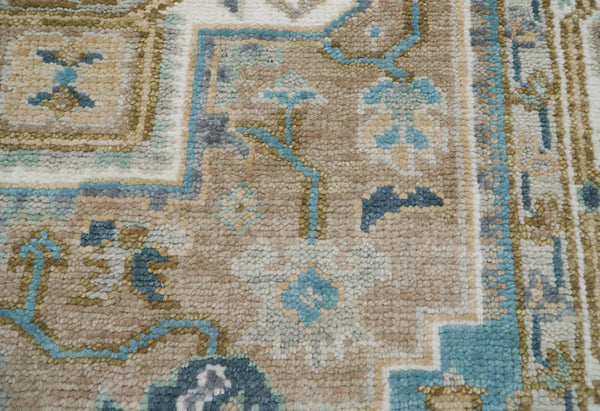 LoomBloom 8x10 Tan, Beige Hand Knotted Muted Turkish Oushak 100% Wool Transitional Oriental Area Rug