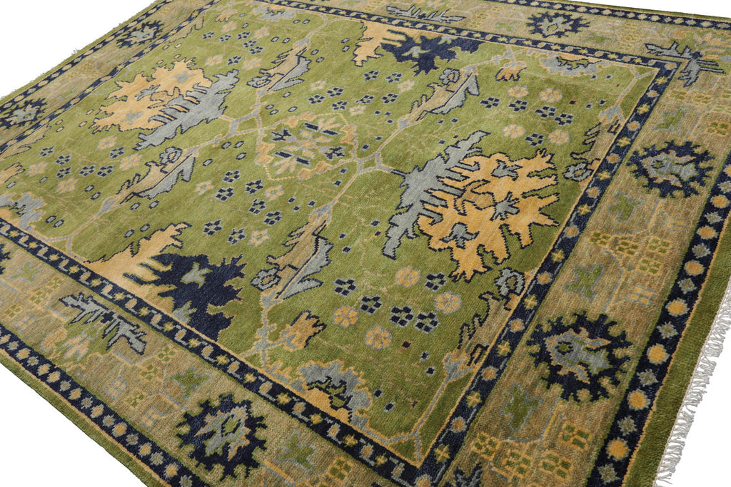 Multi Size Green Hand Knotted All-Over Oriental Area Rug