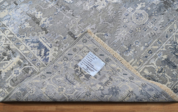 6x9 Gray, Blue, Beige Color Hand Knotted Oushak Wool Traditional Oriental Rug