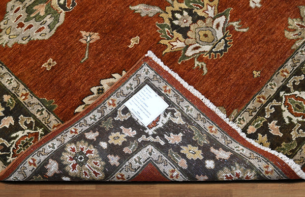 6x9 Burnt Orange, Olive Green, Beige Color Hand Knotted Oushak Arts & Crafts Wool Arts & Crafts/Mission Oriental Rug