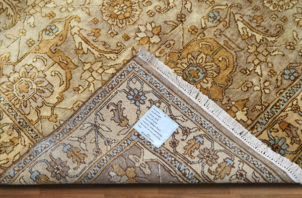 6x9 Gold, Beige, Blue Color Hand Knotted Oushak Wool Traditional Oriental Rug