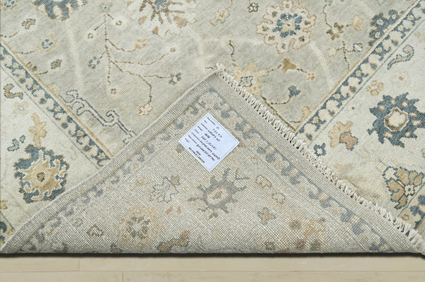 2x3 Gray, Beige, Blue Color Hand Knotted Oushak Wool Traditional Oriental Rug