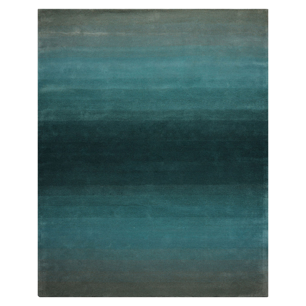 LoomBloom Multi Size Teal Ombre Hand-Tufted Wool Area Rug - Modern Contemporary Designer Oriental