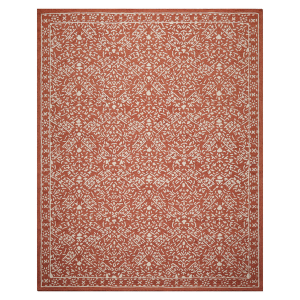 LoomBloom Multi Size Terracotta Hand-Hooked Wool Rug – Transitional All-Over Pattern