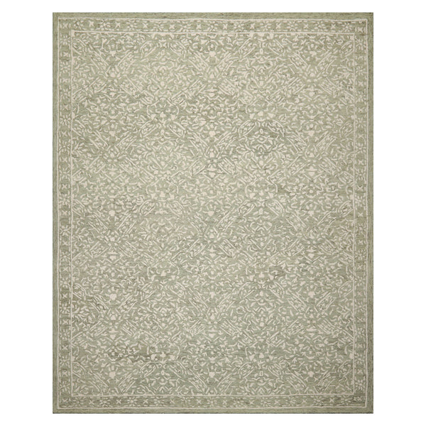 LoomBloom Multi Size Sage Hand-Hooked Wool Rug – Transitional All-Over Pattern, Soft 0.6” Loop Pile, Made in India