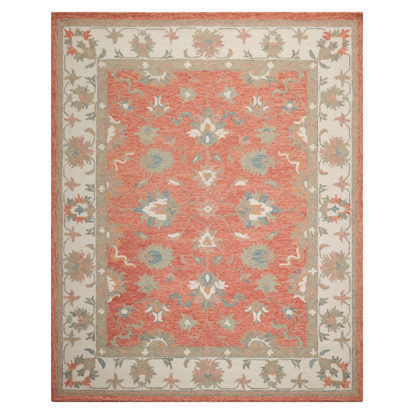 8x10 LoomBloom Orange Hand Hooked Wool Rug  Timeless Agra Transitional Beauty