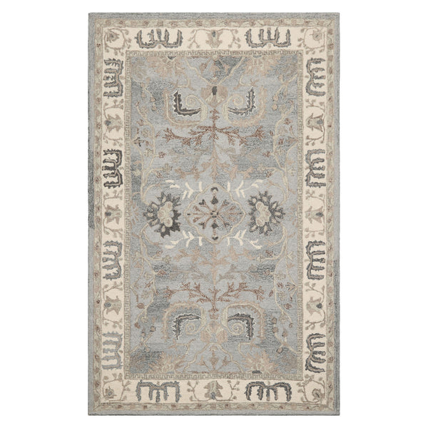 5x8 Slate, Gray, Ivory Color Hand Hooked Handmade Wool Transitional Oriental Rug