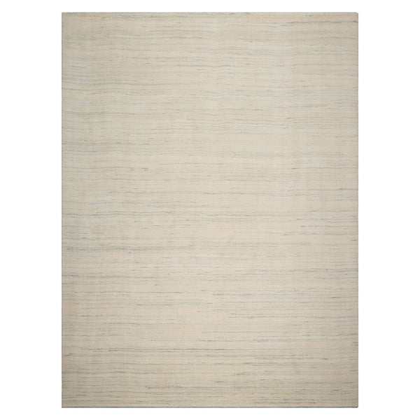 9x12 LoomBloom Ivory Abstract Hand Loomed Wool Rug  Modern Oriental Design