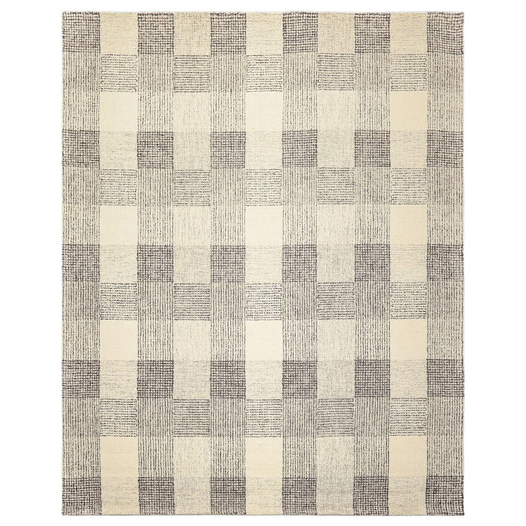 Multi Size Cream Charcoal Gray Color Hand Hooked  Wool Contemporary Oriental Rug