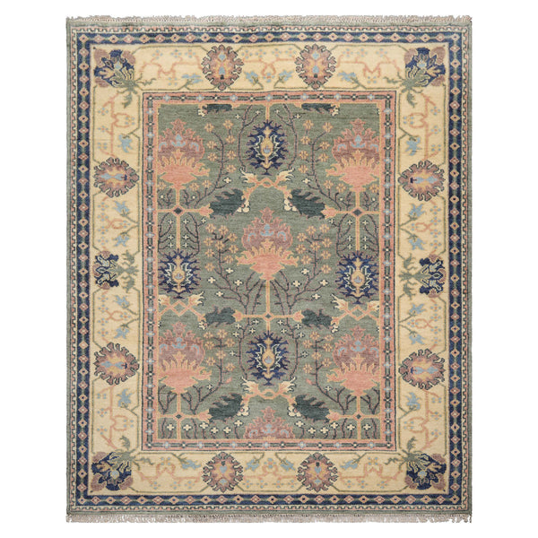 LoomBloom  8'x10' Hand Knotted Wool Oriental Rug Sage Arts and Crafts Mission Design