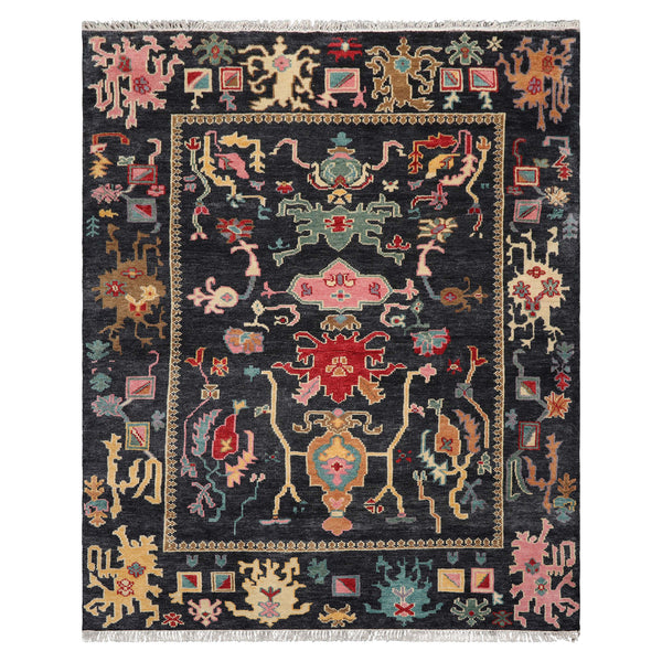 LoomBloom 8'x10' Hand Knotted Blue Wool Oriental Area Rug Transitional Design
