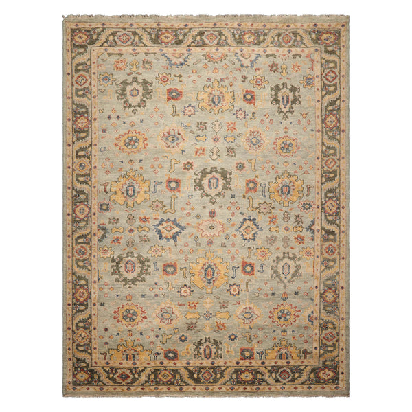 LoomBloom Hand Knotted Wool Oriental Area Rug in Mint Traditional Style Multi Sizes