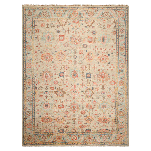 LoomBloom Hand Knotted Wool Oriental Area Rug in Beige Traditional Style Multi Sizes