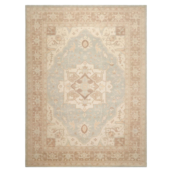 LoomBloom Hand Knotted Wool Oriental Area Rug in Sage Traditional Style Multi Sizes