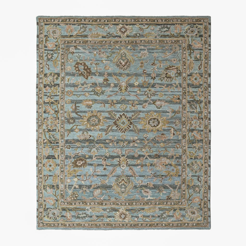 loomBloom Hand Tufted 8x10 Aqua Handmade Modern & Contemporary Floral Wool Oriental Area Rug