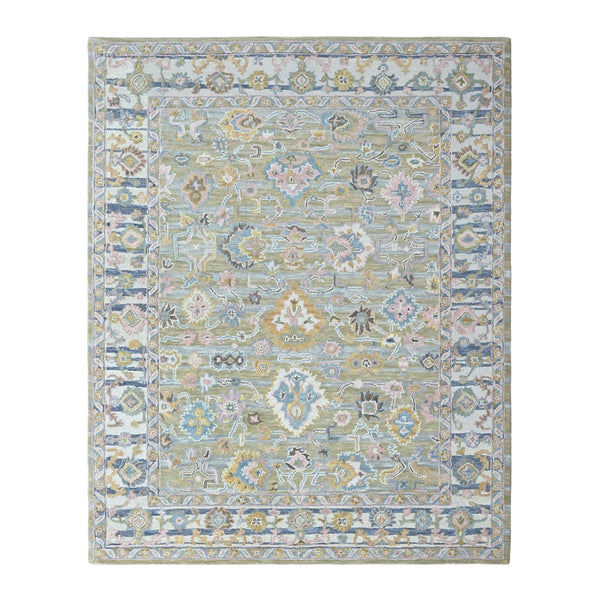 Multi Size Olive Green Aqua Burnt Orange Color Hand Tufted Handmade Wool Modern & Contemporary Oriental Rug