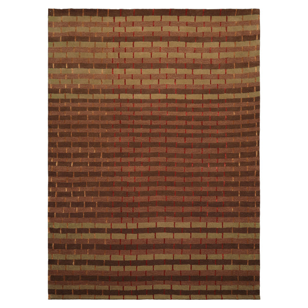 8x10 Raspberry, Rust, Moss Color Hand Tufted  Wool and Bamboo Silk Modern & Contemporary Oriental Rug