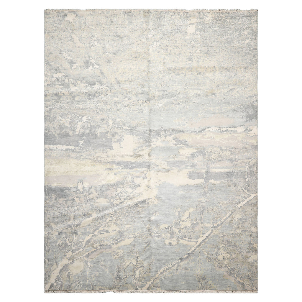 9'x11'11" Ivory LoomBloom Modern Tibetan wool & Silk Oriental Area Rug